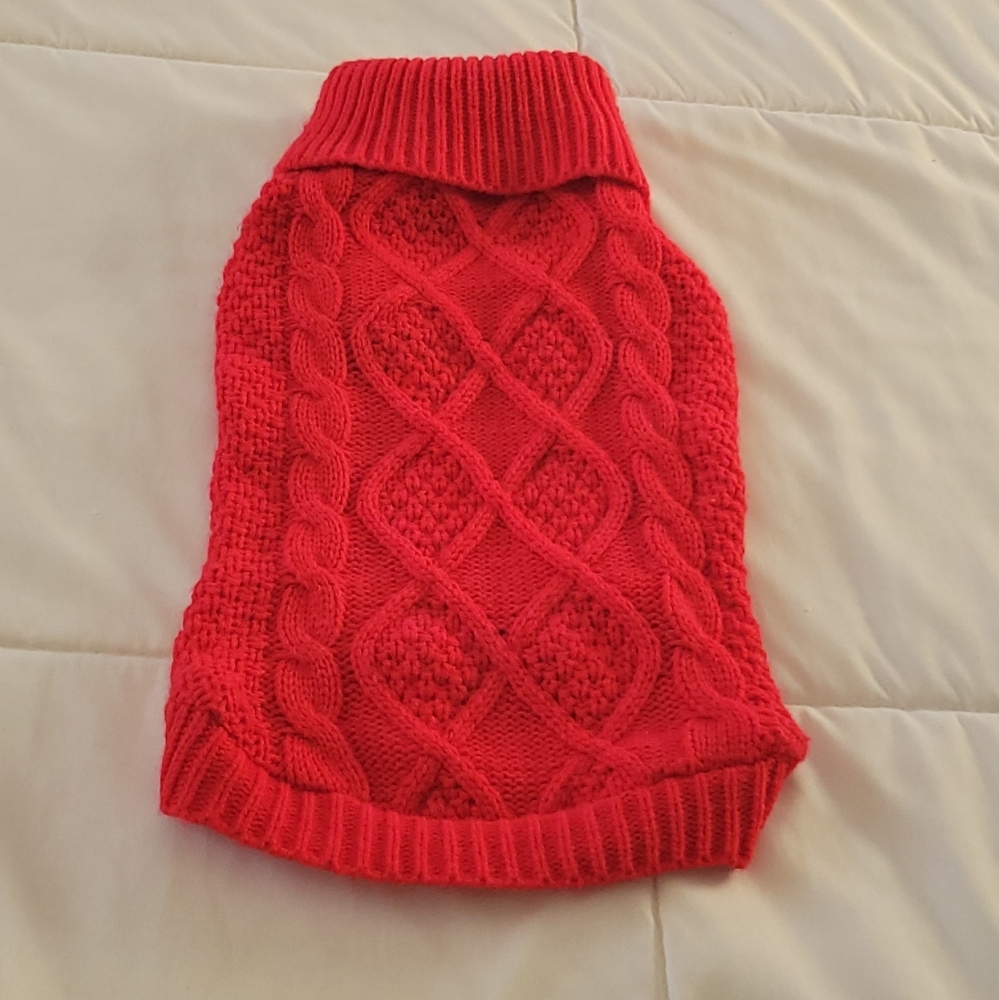 Harry Barker solid bold red cable knit holiday winter dog sweater. Sz: L